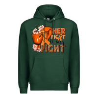 Sports Green Her fight is our fight Kidney Cancer orange ribbon Premium Hoodie - NancyCooperArtShop
