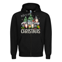 Black merry christmas gnomes truck Zipper Hoodie - MaliasSmallBusiness