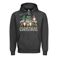 Charcoal Heather merry christmas gnomes truck Zipper Hoodie - MaliasSmallBusiness