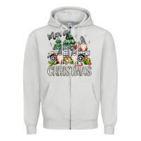 Dove Grey merry christmas gnomes truck Zipper Hoodie - MaliasSmallBusiness