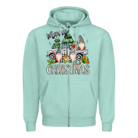Seafoam merry christmas gnomes truck Zipper Hoodie - MaliasSmallBusiness