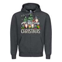Smoke merry christmas gnomes truck Zipper Hoodie - MaliasSmallBusiness