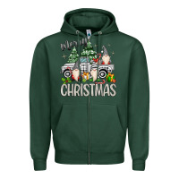 Sports Green merry christmas gnomes truck Zipper Hoodie - MaliasSmallBusiness