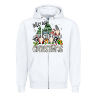 White merry christmas gnomes truck Zipper Hoodie - MaliasSmallBusiness