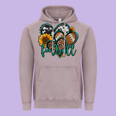 Football Hearts Vintage Hoodie Designed By Jasminsmagicworld