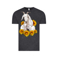 Vintage Black goat family with sunflowers Vintage Tee - Artiststas