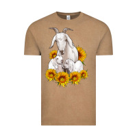 Vintage Coffee goat family with sunflowers Vintage Tee - Artiststas
