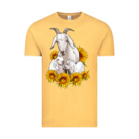Goat Family With Sunflowers Vintage Tee | Teevron