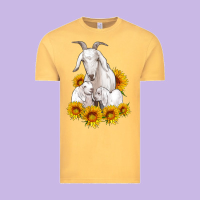 Goat Family With Sunflowers Vintage Tee Designed By Artiststas