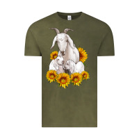 Vintage Olive goat family with sunflowers Vintage Tee - Artiststas