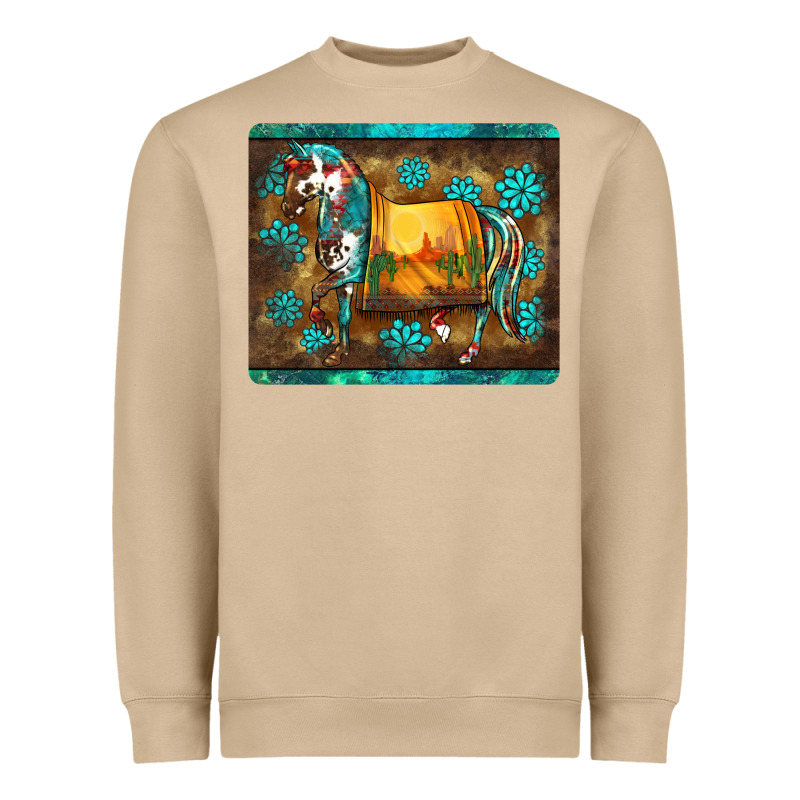 Western Horse Sunset Turquoise's Gemstones Mousepad Heavyweight Sweatshirt by BarkalooDesign | Teevron
