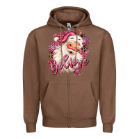 Chestnut believe pink christmas santa claus Zipper Hoodie - MaliasSmallBusiness