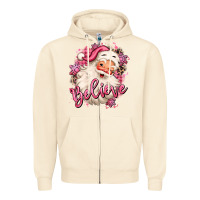 Sandshell believe pink christmas santa claus Zipper Hoodie - MaliasSmallBusiness