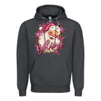 Smoke believe pink christmas santa claus Zipper Hoodie - MaliasSmallBusiness