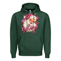 Sports Green believe pink christmas santa claus Zipper Hoodie - MaliasSmallBusiness