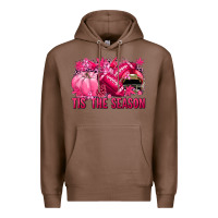Chestnut Tis' the season Football Breast Cancer Premium Hoodie - NancyCooperArtShop