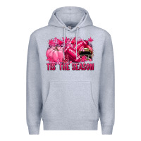 Heather Grey Tis' the season Football Breast Cancer Premium Hoodie - NancyCooperArtShop