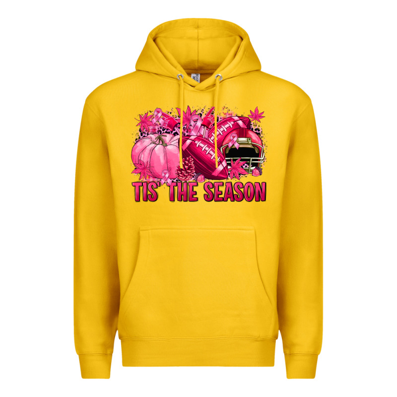Tis' The Season Football Breast Cancer Premium Hoodie by NancyCooperArtShop | Teevron