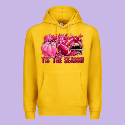 Tis' The Season Football Breast Cancer Premium Hoodie Designed By Nancycooperartshop