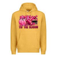 Mustard Tis' the season Football Breast Cancer Premium Hoodie - NancyCooperArtShop