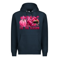 Navy Tis' the season Football Breast Cancer Premium Hoodie - NancyCooperArtShop