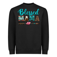 Black blessed mama serape cowhide turquoise Heavyweight Sweatshirt - Jasminsmagicworld