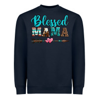 Navy blessed mama serape cowhide turquoise Heavyweight Sweatshirt - Jasminsmagicworld