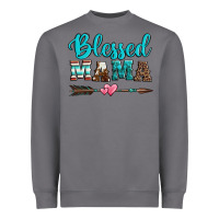 Storm blessed mama serape cowhide turquoise Heavyweight Sweatshirt - Jasminsmagicworld