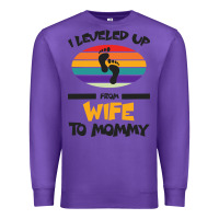 Purple I Leveled Up From Wife To Mommy Premium Sweatshirt - Bettercallsaul