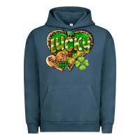 Pigment Midnight Navy Lucky heart St. Patrick's Day Urban Hoodie - CowGirlArtShop