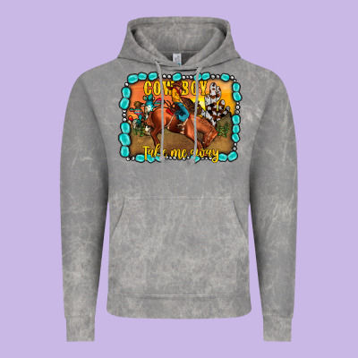 Cowboy Take Me Away Vintage Hoodie Designed By Jahusdesignshop