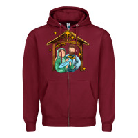 Burgundy jesus newborn oh holy night Zipper Hoodie - MaliasSmallBusiness