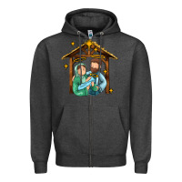 Charcoal Heather jesus newborn oh holy night Zipper Hoodie - MaliasSmallBusiness