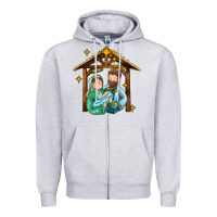 Heather Grey jesus newborn oh holy night Zipper Hoodie - MaliasSmallBusiness