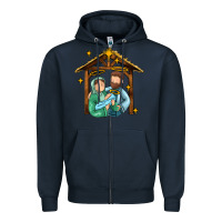 Navy jesus newborn oh holy night Zipper Hoodie - MaliasSmallBusiness