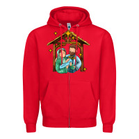 Red jesus newborn oh holy night Zipper Hoodie - MaliasSmallBusiness