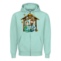 Seafoam jesus newborn oh holy night Zipper Hoodie - MaliasSmallBusiness