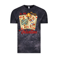 Cloud Black be my valentine with playing cards and key Vintage Tee - AdoDesignShop