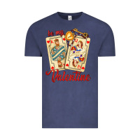 Vintage Denim be my valentine with playing cards and key Vintage Tee - AdoDesignShop
