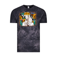 Goat Family With Sunflowers Western Serape Turquoise Background Vintage Tee | Teevron