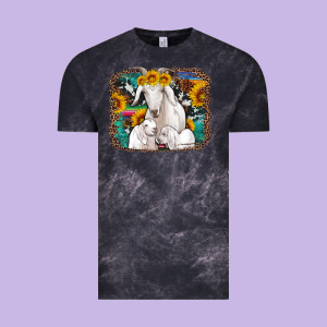 Goat Family With Sunflowers Western Serape Turquoise Background Vintage Tee Designed By Artiststas