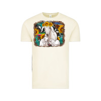 Vintage Arctic goat family with sunflowers western serape turquoise background Vintage Tee - Artiststas