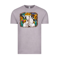 Vintage Zinc goat family with sunflowers western serape turquoise background Vintage Tee - Artiststas