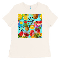 Bone fruits tie dye seamless pattern Ladies Tee - Zillion Design Studio