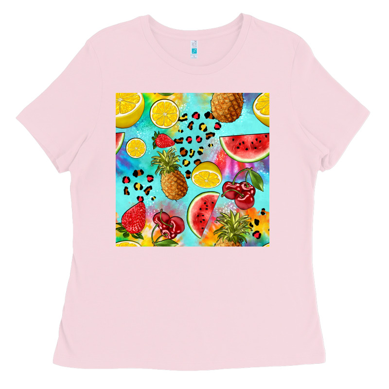 Fruits Tie Dye Seamless Pattern Ladies Tee by Zillion Design Studio | Teevron