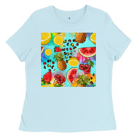 Fruits Tie Dye Seamless Pattern Ladies Tee | Teevron