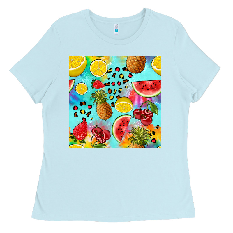 Fruits Tie Dye Seamless Pattern Ladies Tee by Zillion Design Studio | Teevron