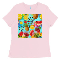 Bubblegum Pink fruits tie dye seamless pattern Ladies Tee - Zillion Design Studio