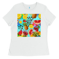 White fruits tie dye seamless pattern Ladies Tee - Zillion Design Studio
