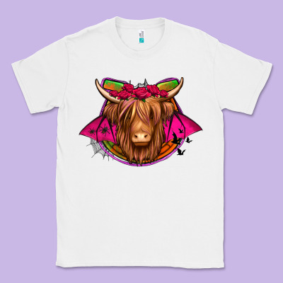 Halloween Highland Cow Horseshoe Classic Tee Designed By Jasminsmagicworld